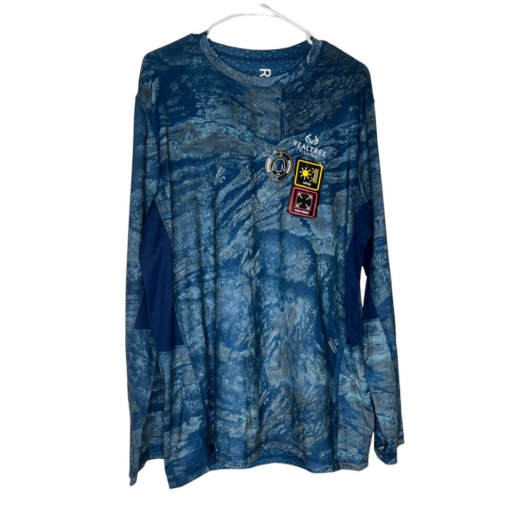 NEW Realtree Fishing Men's Shirt in Blue Reversible UPF30 Size XL